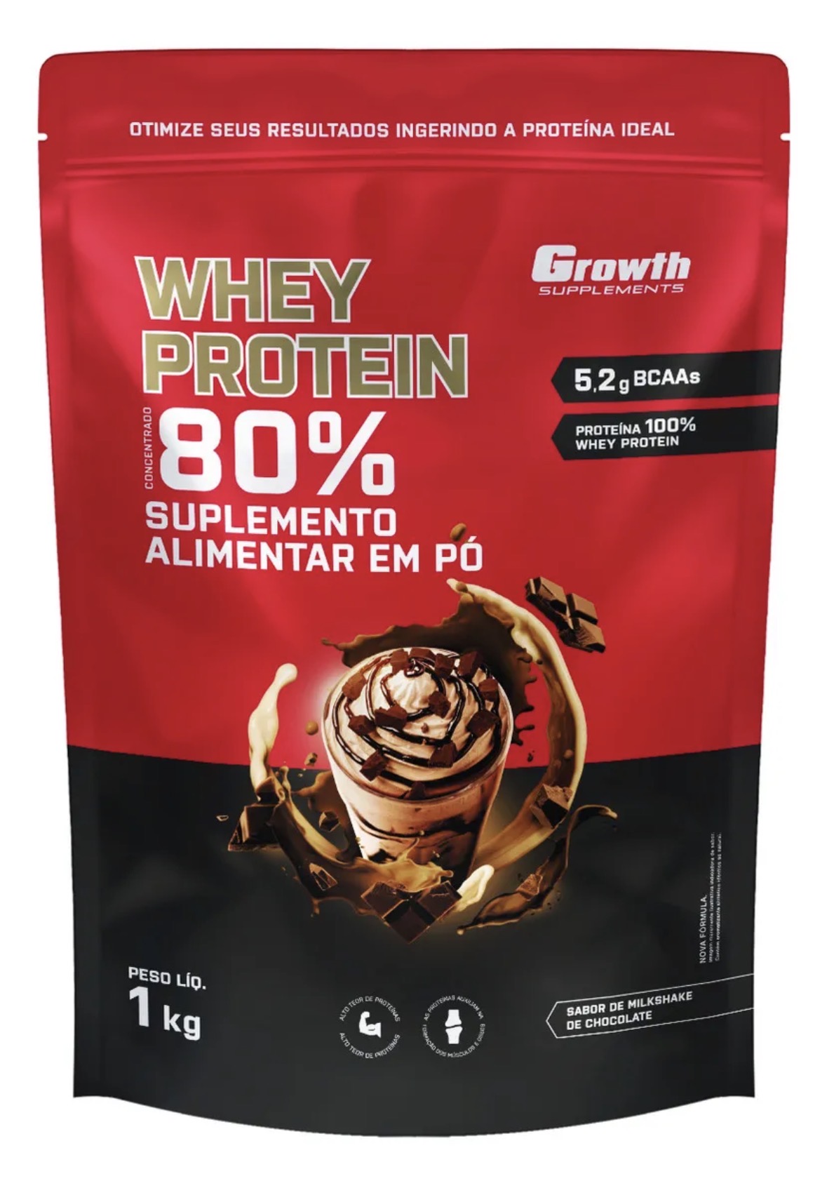 Whey Growth 1Kg - Milkshake de Chocolate