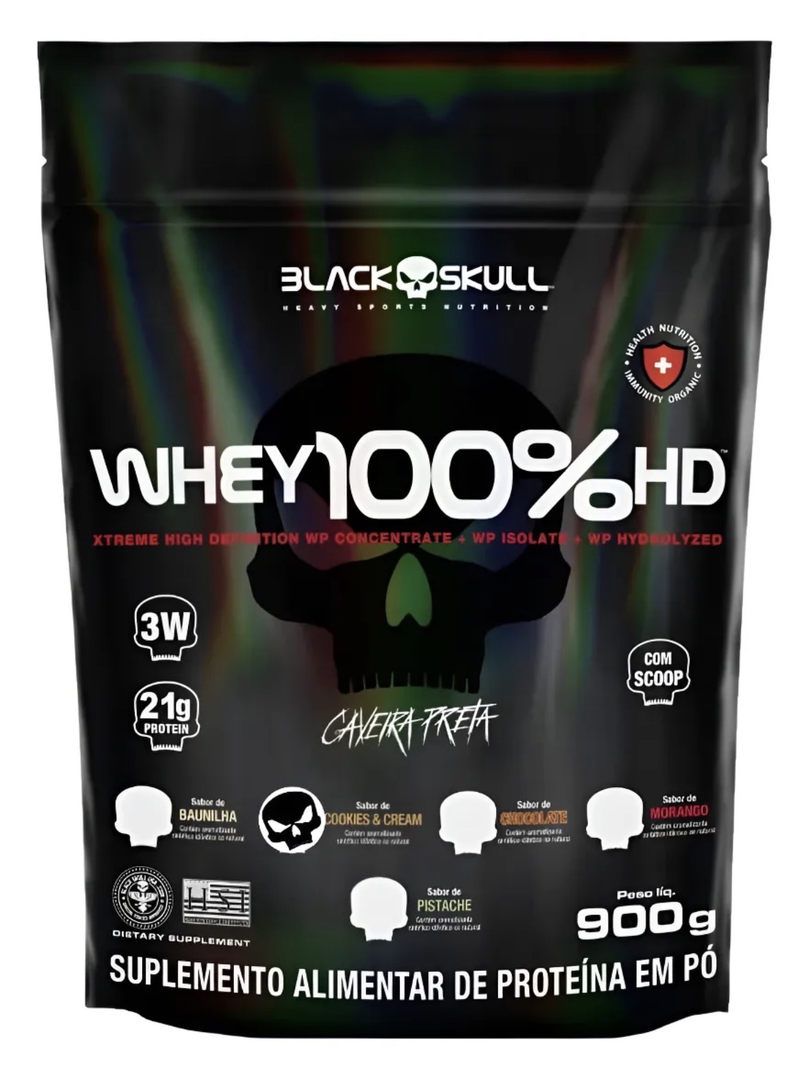 Whey BlackSkull Concentrado 900g - Chocolate