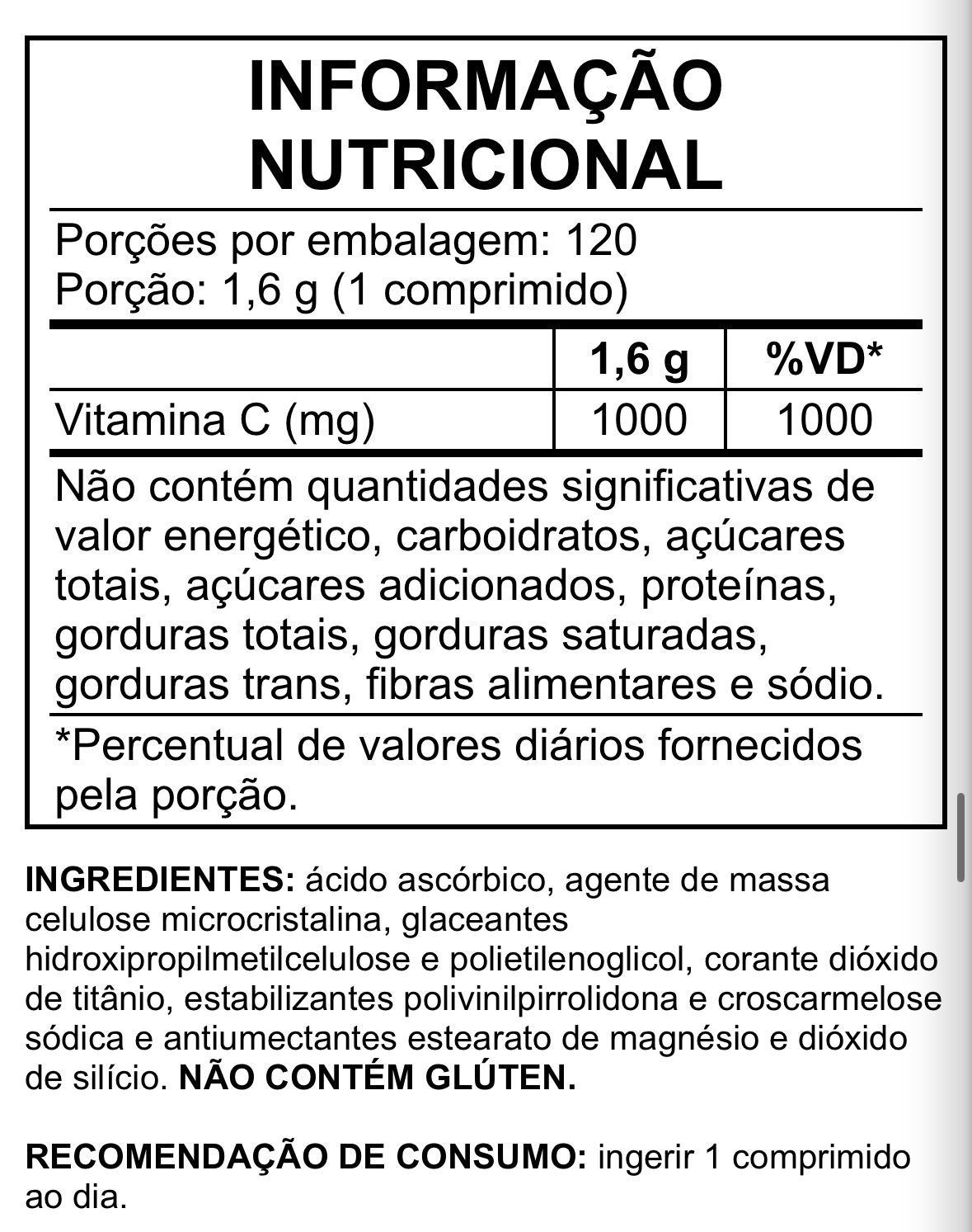 Vitamina C 1000mg Growth - 120 caps