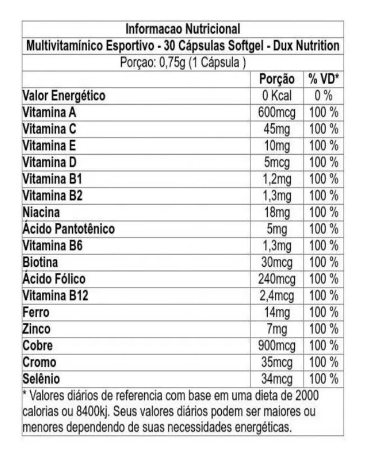 Multi vitamínico Dux 30 caps